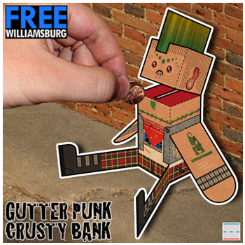 FREEwilliamsburg Hipster Gutter Punk Crusty Bank Paper Foldables paper toy