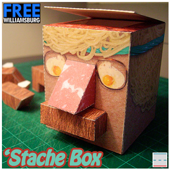 FREEwilliamsburg Hipster 420 'Stache Box Paper Foldables paper toy