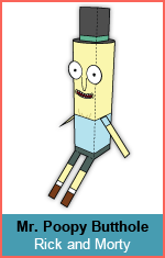 mr poopy butthole rick and morty adult swim paper foldables papercraft paper toy - papercraft fortnite plantillas